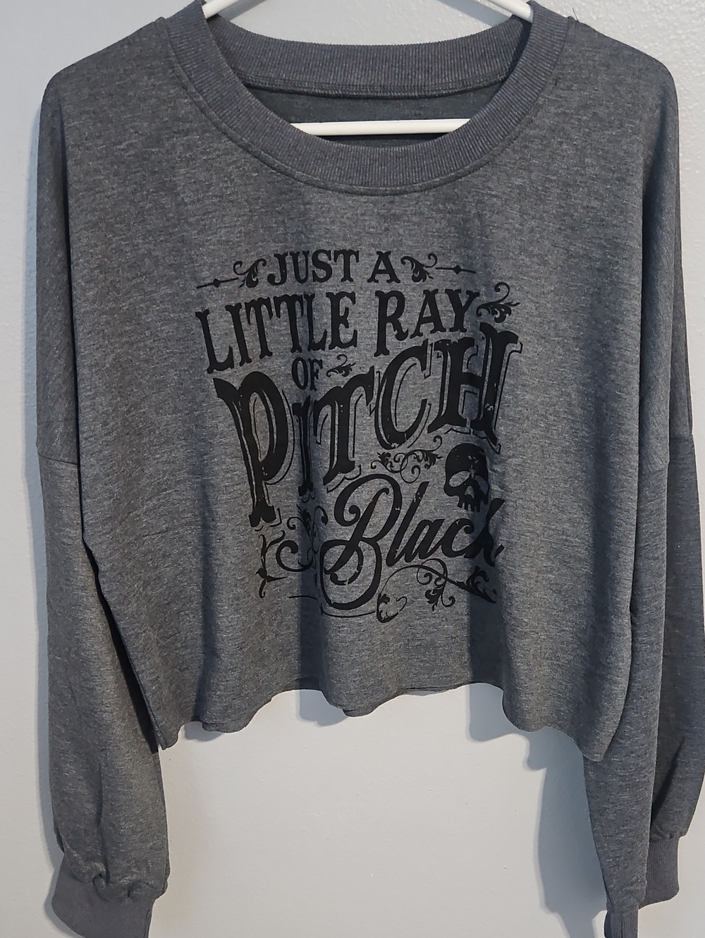 Gray Graphic Cropped Women’s Sweater - Black Print
